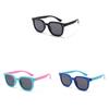 2022 New Children Polarized Silicone Sunglasses Boys Girls Kids Square Uv400 Shades S8351 Blue Frame Pink Legs