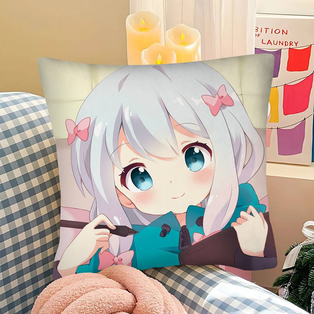 Anime Girl Izumi Sagiri Pillow Case Fashion Square Pillowcase Bedroom Sofa Room Ins Decoration Leisure Cushion Cover
