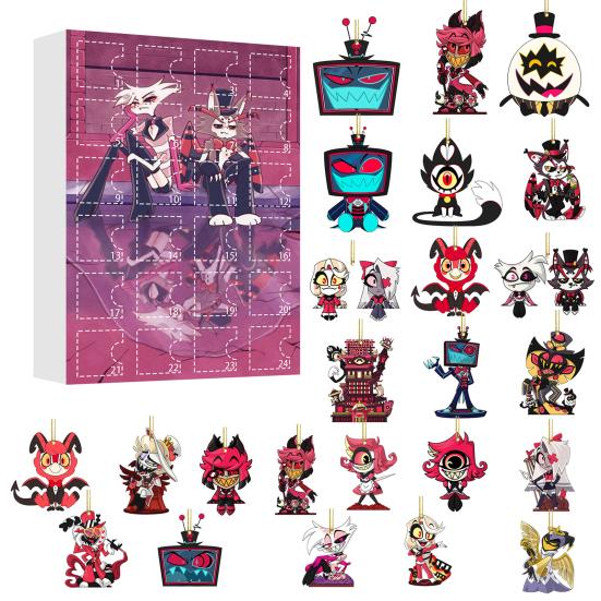 Hazbin Hotel Advent Calendar 24 Day Christmas Countdown Box with Unique Window Design Multifunctional Holiday Decoration for Kids Rooms Houses Cars