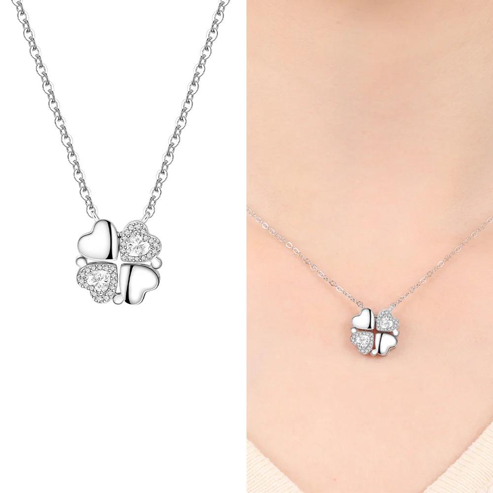 Authentic Purple Iris Flower Necklaces Sunflower Fourleaf Shamrock Pendant copper Necklaces Women Jewellery Fine Anniversary Gift