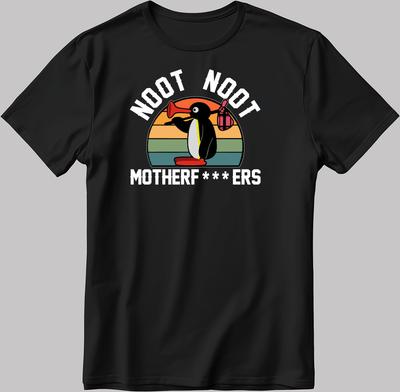 Pingu Noot Noot Motherf***ers, Kurzarm Weiß-Schwarz Herren/Damen T-Shirt K209