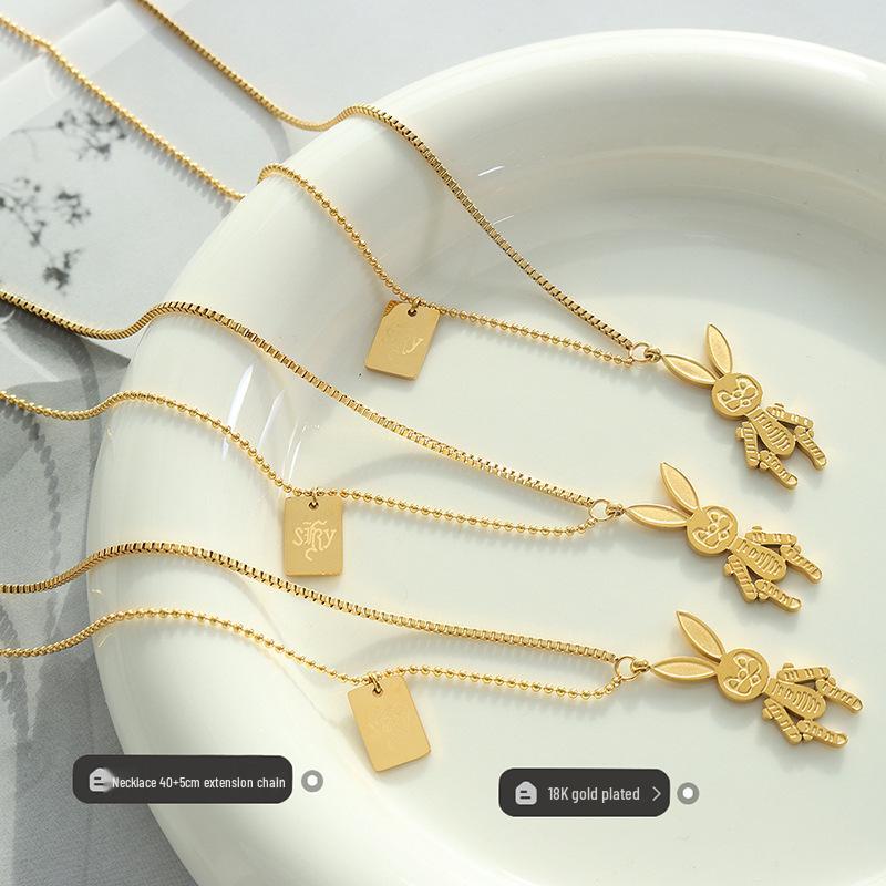 European Punk Stylish Rabbit Pendant Chain Necklace for Women