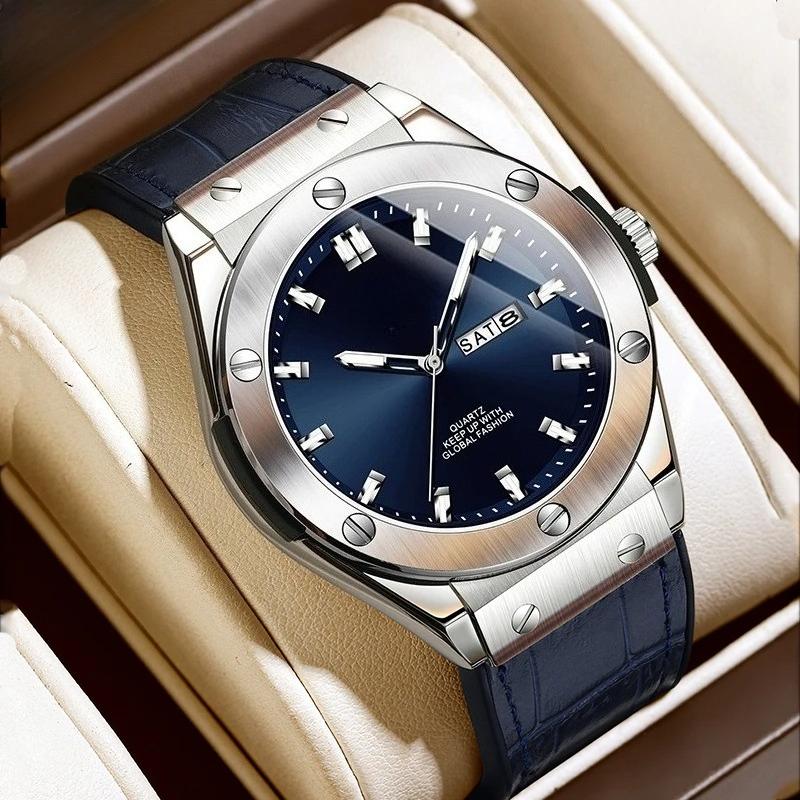Business Watch Waterproof Luminous Date Calendar Function Men's Stainless Steel Quartz Wristatch
