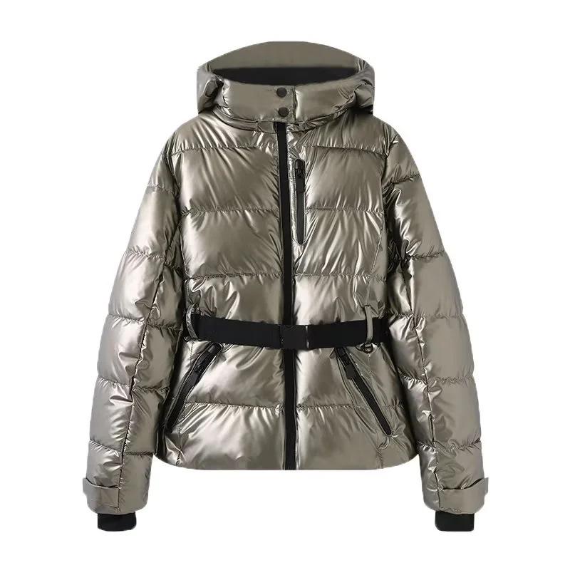 Women's Warm Ski Suit Jacket with Belt, Long Sleeve