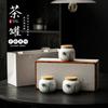 Pure hand-painted bamboo ceramic tea can, mini portable small tea sealed can, portable tea storage, tea storage, small pot