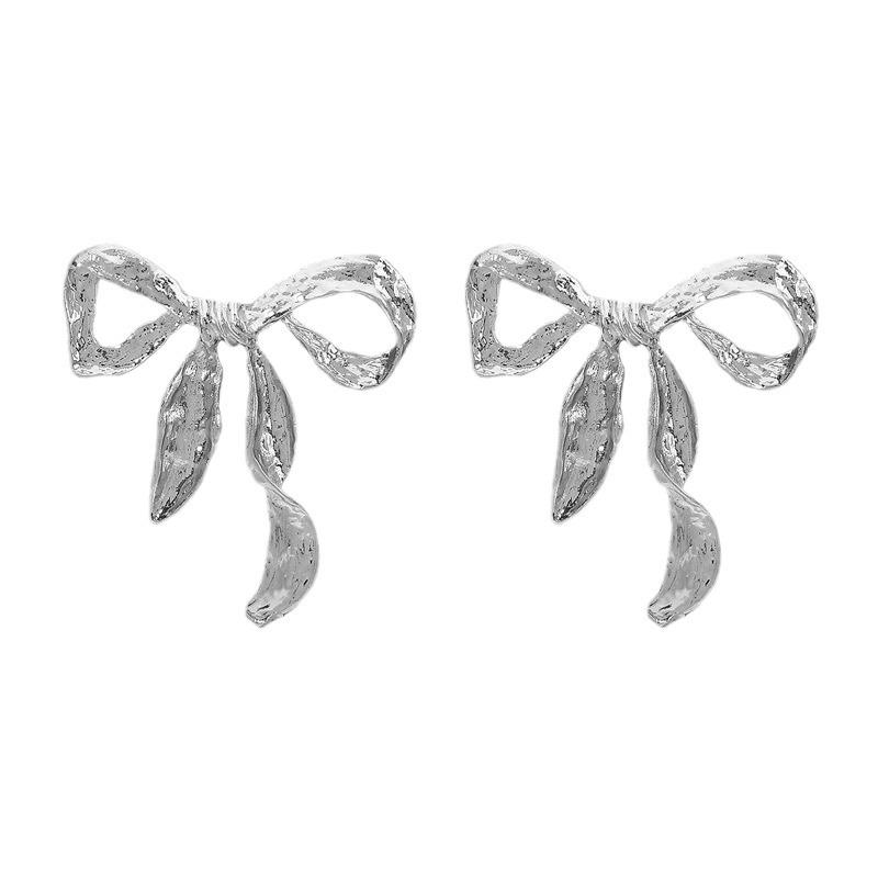 ZA European Fashion Geometric Bow Earrings - Retro Metal Design