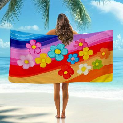 Microfiber Beach Towel Exquisite Prints Thin Quick Dry Absorbent Oversized Towel for Beach Swimming Camping Yoga Bath Sports
