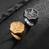 Vintage Saint Michael Archangel Rings For Man Fashion Stainless Steel Angel Wings Ring Religious Amulet Jewelry Gift Wholesale