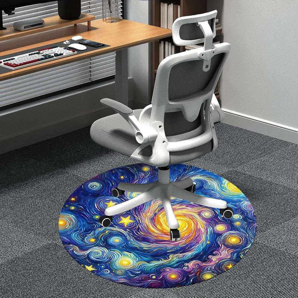 

1PC Galaxy Swirl Office Round Area Rug, Mat Suitable ForOffice, Under Office Chairs Bedroom Living Room Home Decor, Room Deco 80cm