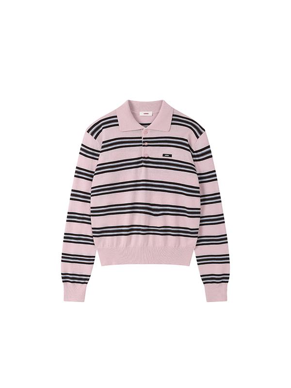 KIRSH Striped Collared Knit Top [Pink]