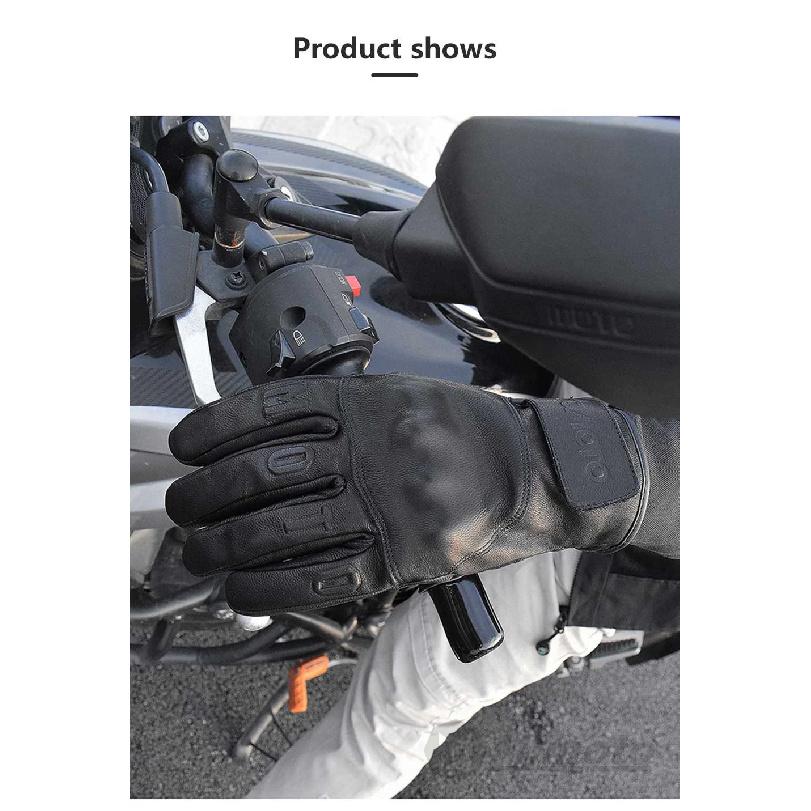 Retro Winter Motorcycle Leather Gloves with Certified Lined with Fleece for Warmth Protective Anti-fall Touch Motocross Gloves