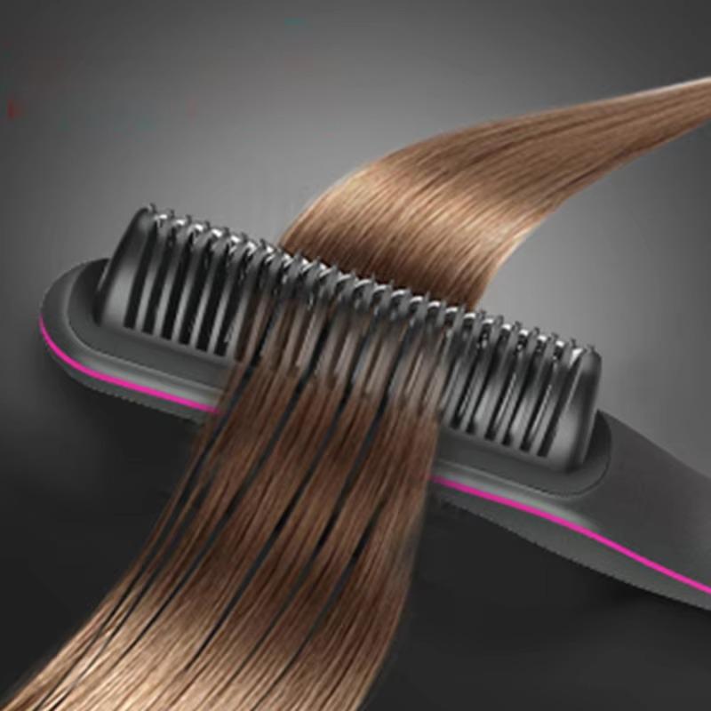 Ionic Automatic Electric Black Mini Hair Straightening Brush Hair Iron Beard Straightener Brush