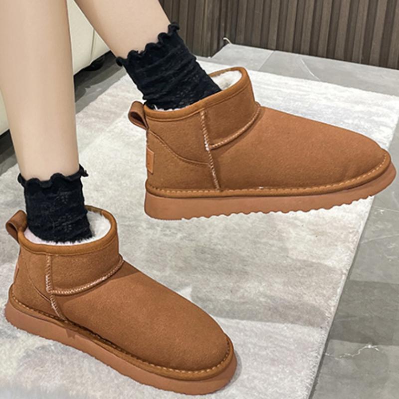 

Ankle Flats Platform Women Snow Boots Suede Plush Warm Casual Shoes 2024 Winter New Fashion Low-heeled Shoes Snow Women Boots