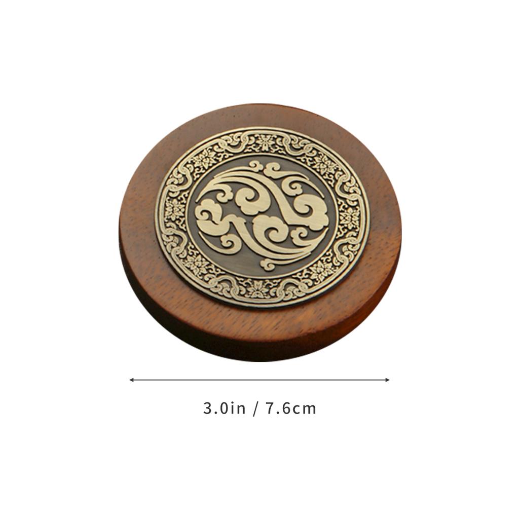 Chinese Style Metal Tea Cup Coaster Wooden Heat Insulation Cup Pad Drink Cup Coaster for Tea Coffe Milk Kitchen Supplies