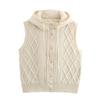 Women's Retro Quilted Knit Hooded Cardigan Vest - Winter