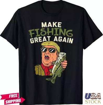 2025/Make Fishing Great Again Trump Funny Fisherman Angler Gift T-Shirt Size S-3 Unisex T-Shirt