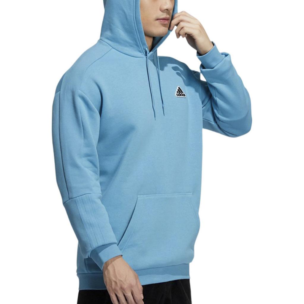 Adidas Solid Kangaroo Pocket Hoodie Men Hoodie Blue HG1846