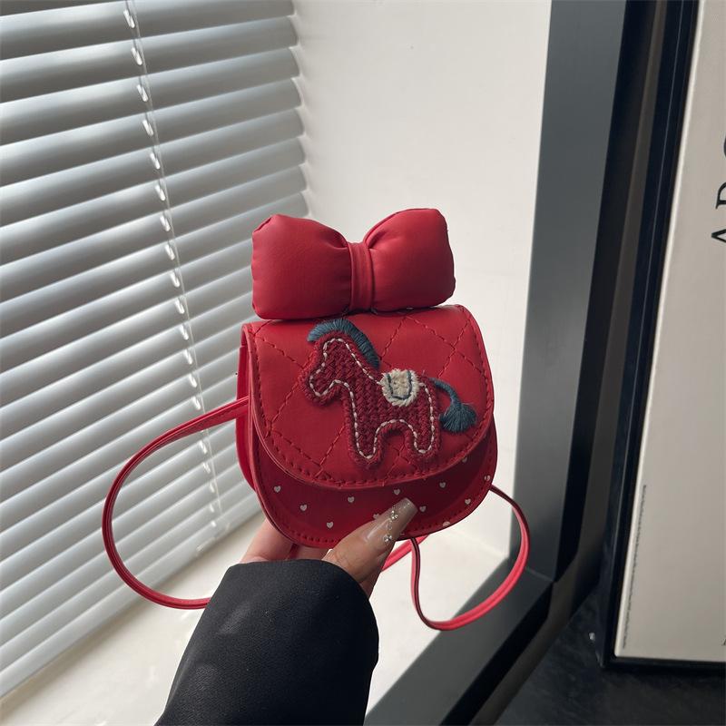 Single-shoulder Bag Bowknot Girls Children Mini Crossbody Bag Sweet Cute Fashionable All-matching Simple Casual