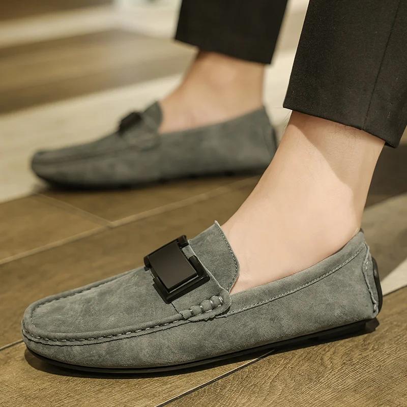 Fashion Casual Leather Mens Shoes Handmade Formal Men Loafers Moccasins Breathable Slip on Male Boat Shoes Driving Flat Footwear