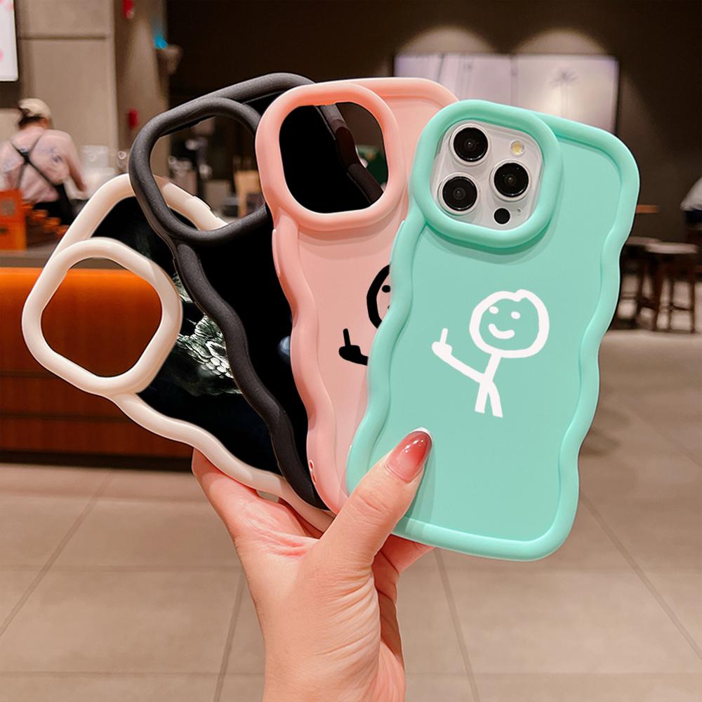 Macaron Soft TPU Phone Case for Samsung A12 A13 A14 A15 A20 A23 A24 A25 A52 A53 A54 A55 J7 S20 S23 FE S24 Ultra Cover Ae56 Art Cartoon Middle Finger