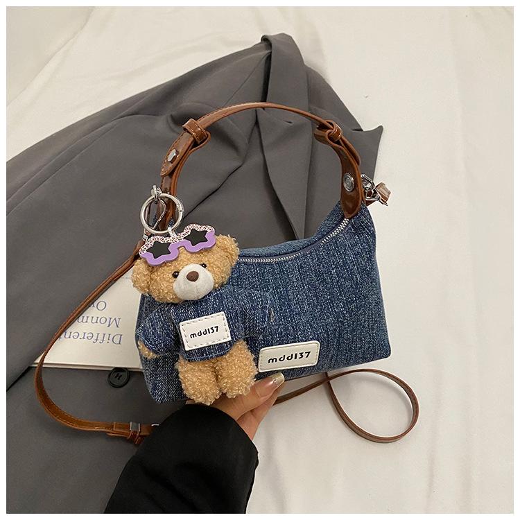 Niche design denim shoulder bag women's 2025 new exquisite fashion dumpling bag versatile casual messenger bag