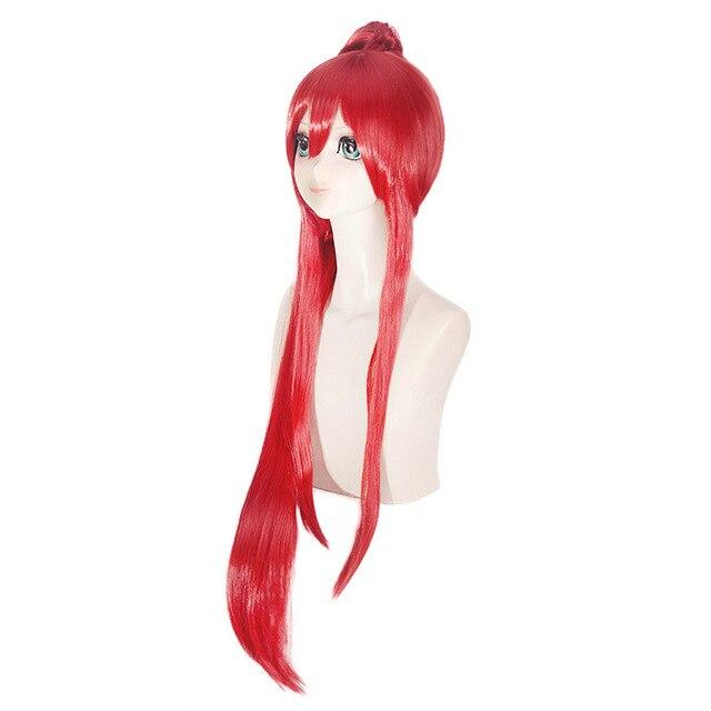 Anime 100CM Gurrenlagann-yoko Cosplay Wigs Red Long Straight Chip Ponytail for Female's Halloween Party Costume Wig Perucas