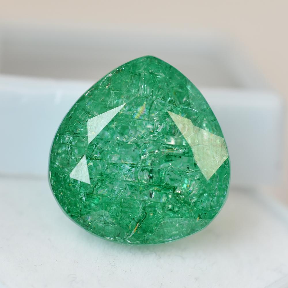 Natural Green Emerald 20.15 Ct Certified Pear Cut Loose Gemstone 15x15 mm