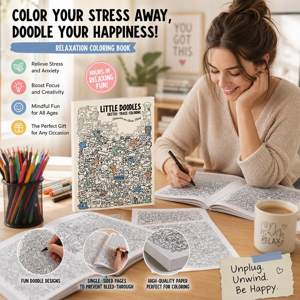 Little Doodles Stress Relief Coloring Book Tear Away Pages Anxiety Relief Doodle Sketch Book Adult Relaxation Art Activity Book