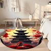 Chinese-style Architecture Round Carpet Perfect for Dormitory Foyer Balcony Living Rooms Anti-slip Round Rug Decorate Offices Best for Christmas
