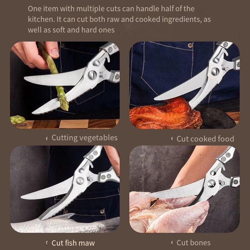 1PC Stainless Steel Multifunctional Strong Chicken Bone Scissors Sharp Household Food Scissors Chicken Bone Fish Bone