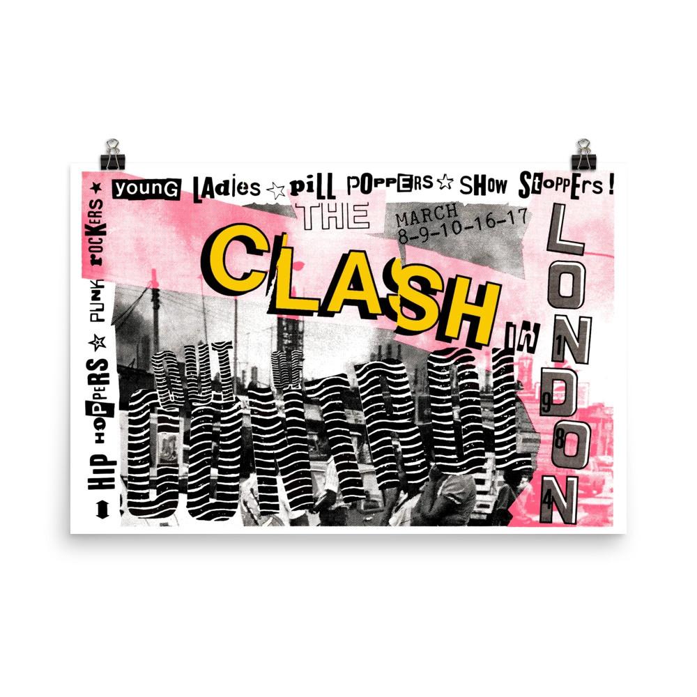 THE CLASH  LONDON  1984  OUT OF CONTROL  UK Concert Poster Unisex T-Shirt L