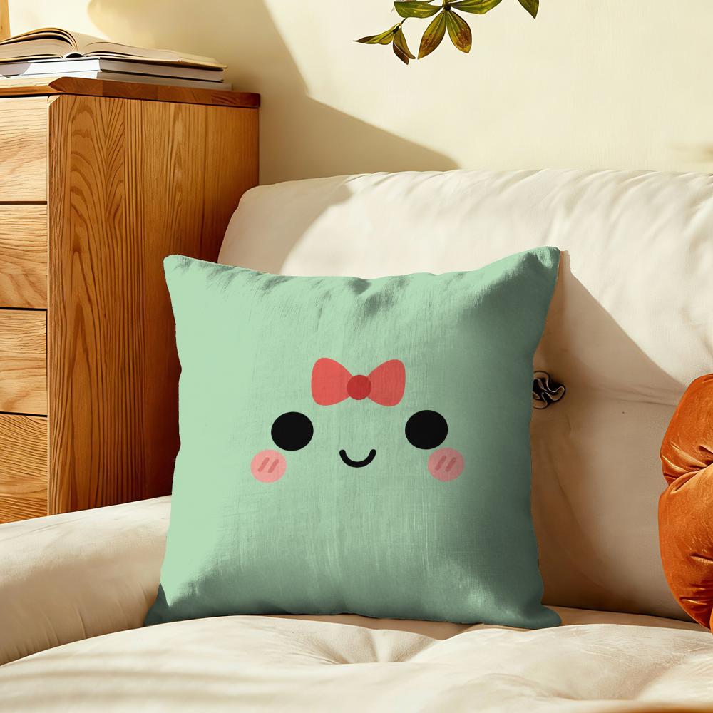 Minimalist Cartoon Face Cushion Cover Plush Fabric Soft DoubleSided Printed Sofa Warm Winter Home Gift Pillow Cover