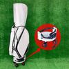Golf bag wheel base, base and swivel strap