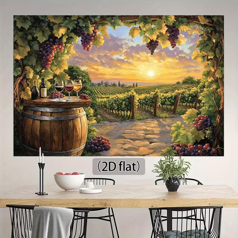 2D Wine Barrel & Grape Vine Photoshoot Backdrop for Party Decor