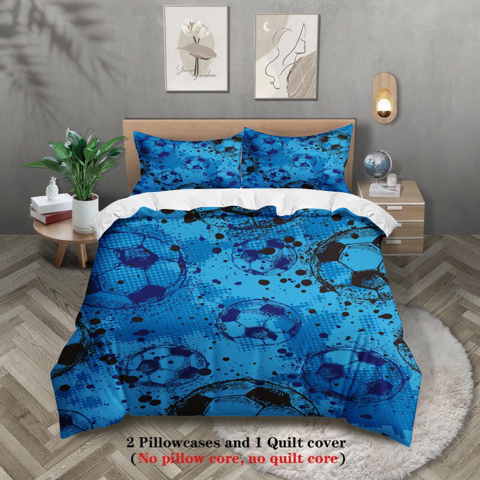 

3 шт. Комплект постельного белья Мультяшный Футбол 3D Принт Матовый Удобный Пододеяльник Королевский Размер Квин Полуторный Односпальный Размер Подарок на День Рождения Декор Комнаты EU Single 135x200cm