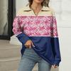 Women's Summer Fashion Casual  Printed V-Neck Long Sleeve Shirt Top
