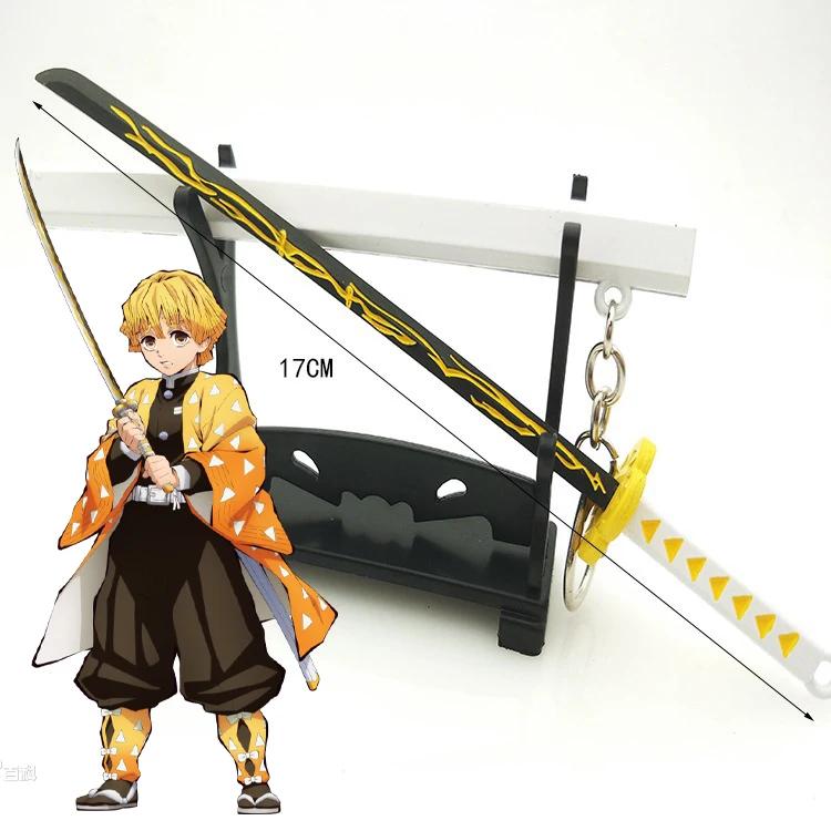 17cm Mini Demon Slayer Katana Anime Kimetsu No Yaiba Tanjirou Shinobu Sword Real Japanese Katana Metal Samurai Sabre Toy Gift