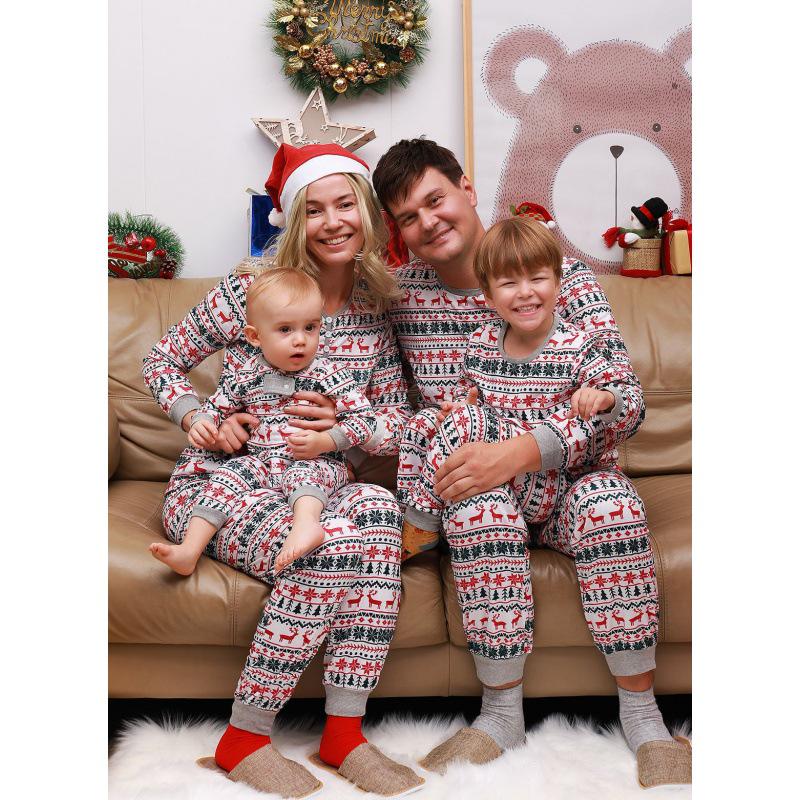 Festliches 2024 Europäisches & Amerikanisches Eltern-Kind Weihnachts-Pyjama-Set