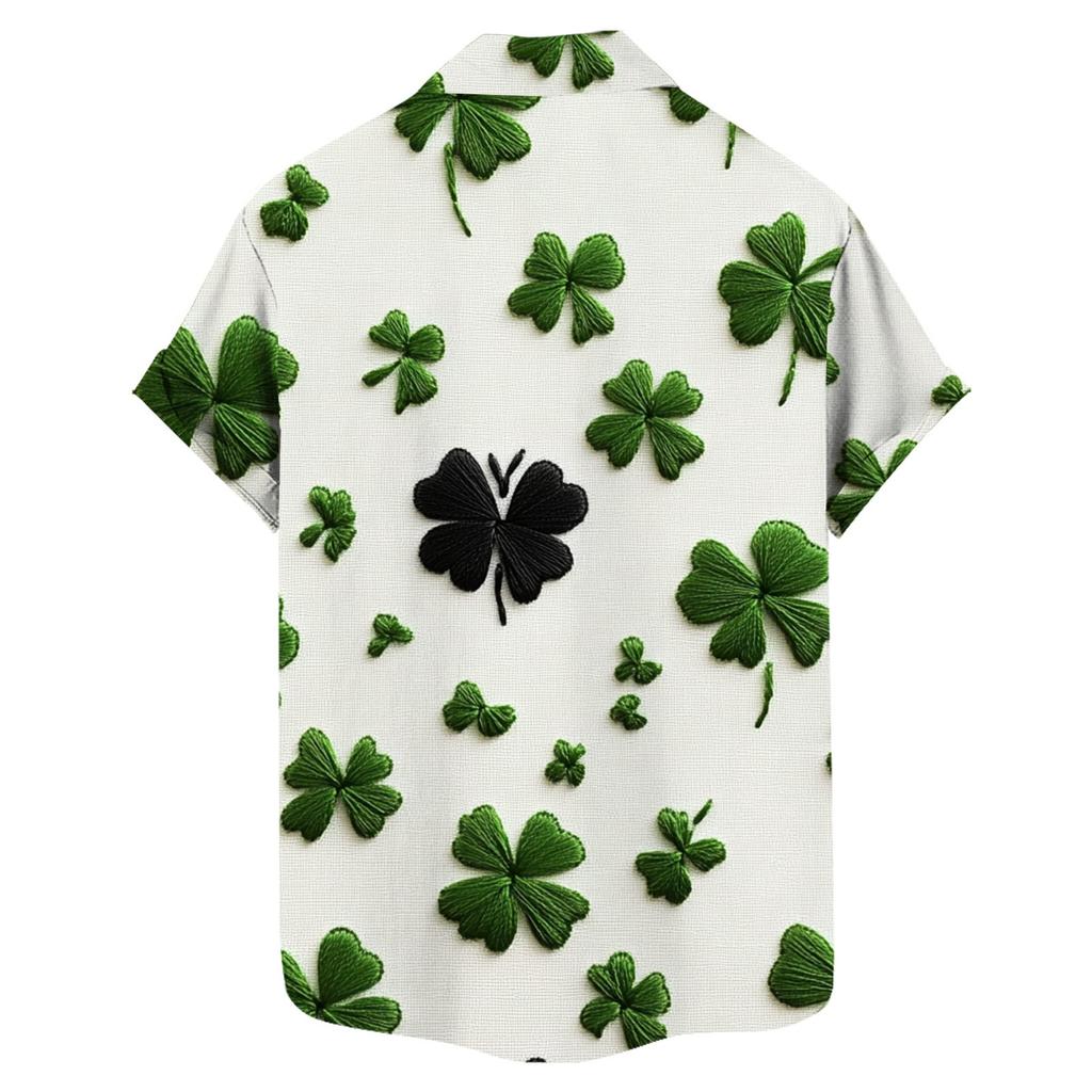 Men's Casual Short-sleeved Shirt Slim Fit Stylish Men's St. Patrick Print