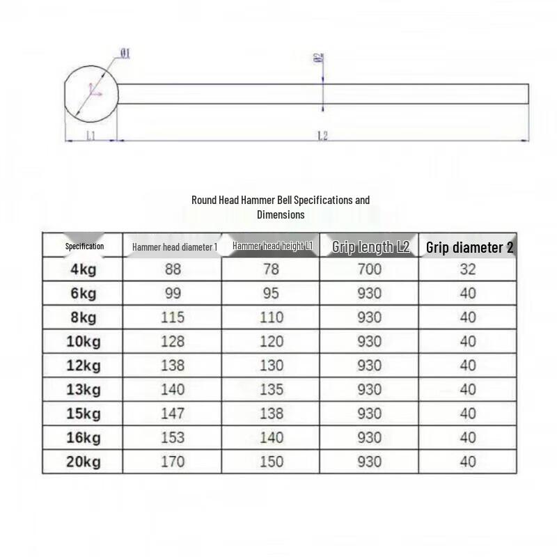 All-Steel Round Head Fitness Hammer