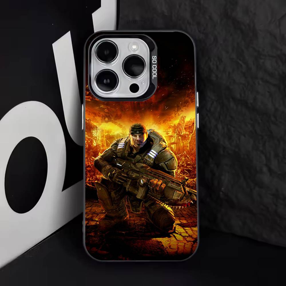 Spiel G-Gear Of Wars Handyhülle Für iPhone 17,16,15,14,13,12,11,Pro,XS,Max,Plus,Mini,SE4,E Schwarz Matt Stoßfeste Hülle