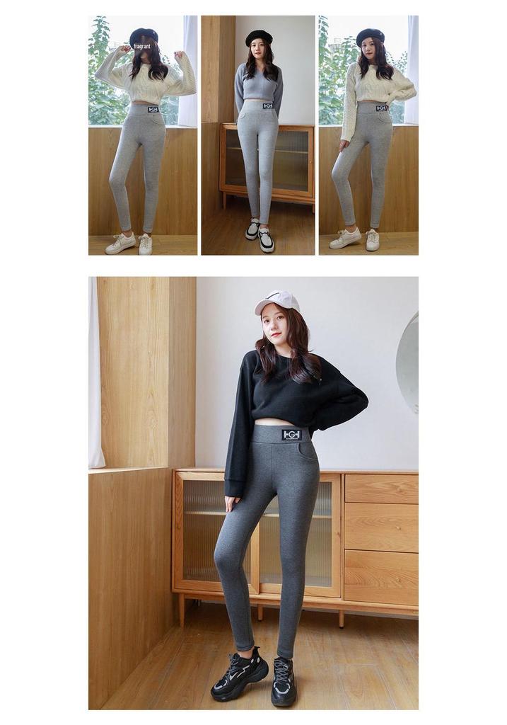 HG Damen Hohe Taille Lammwoll Samt Verdickt Schlankmachend Winter Baumwollhose