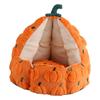 Semi Enclosed Cat Bed with Removable Cushion Easy Maintenance Accessories Adorable Multifunctional Soft Material Orange