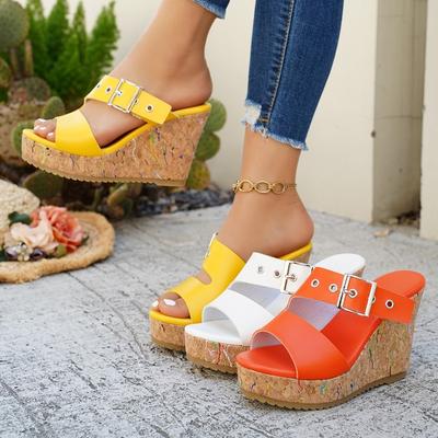 Pegged-toe Slippers for Women, New Style, Thick Sole, Fish-tail Heel, High Heel Shoes