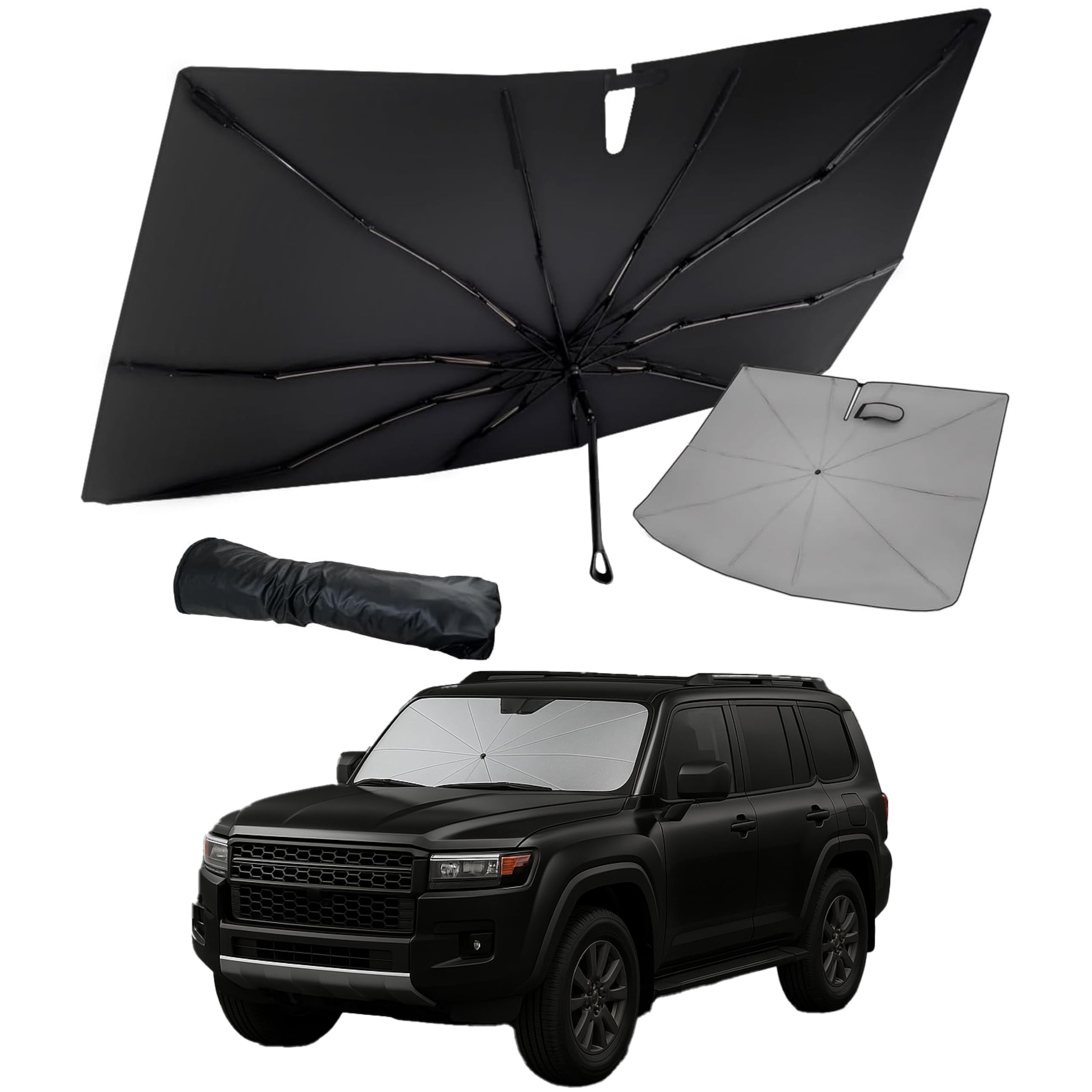 

Последний автомобильный солнцезащитный козырек Smile для Land Cruiser Силиконовый Солнце Легко Хранить Сумка Компактный Дизайн [Модель 2025] K-One s 250, Ручка, Зонтичный Стиль, Защита, чёрный