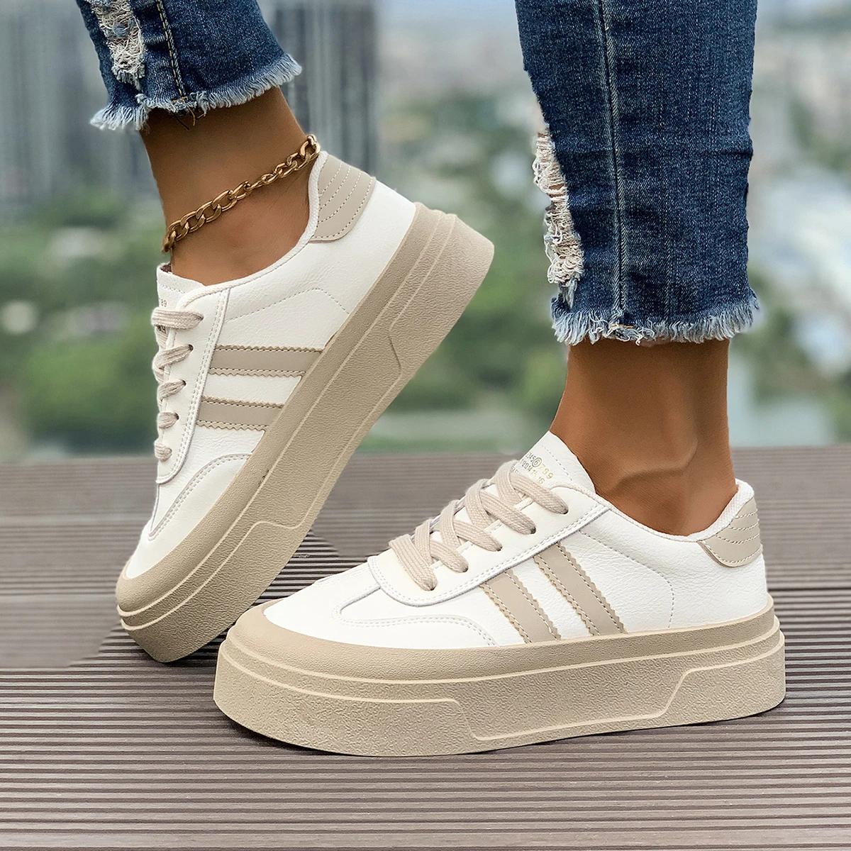 

Модные женские кроссовки из вулканизированной кожи, корейский дизайн, круглый носок, на шнуровке, аутентичные спортивные повседневные женские кроссовки, подходящие для работы в отпуске 40 хаки