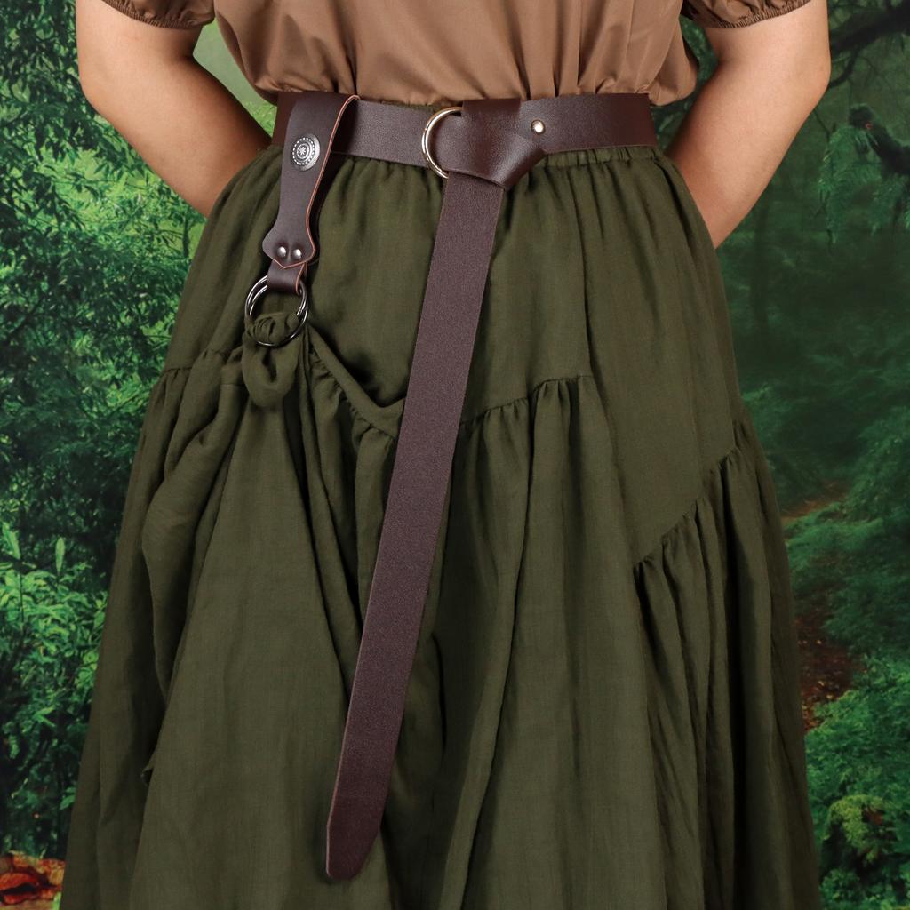 2-Piece Set Medieval Plain Leather Belt Waist Accessory PU Belt Renaissance Viking Skirt and Hiking Accessories