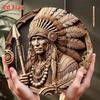 Round Metal Wall Art Native American Feather Poster Decor for Home