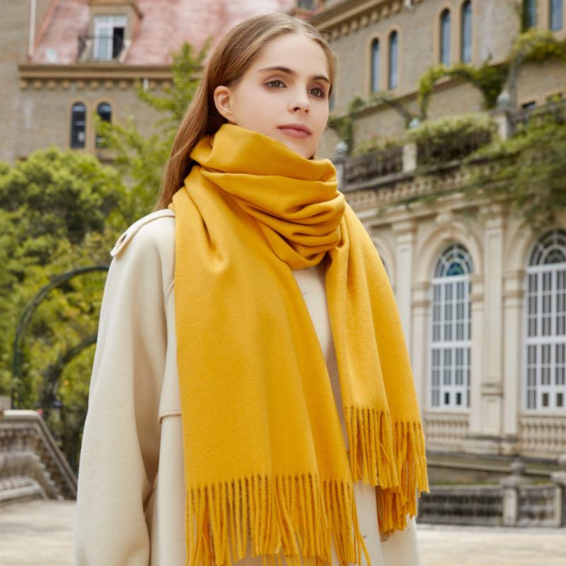 Black Cashmere Wool Scarf - Versatile Winter Shawl for Women and Men, Korean Style, Solid Color