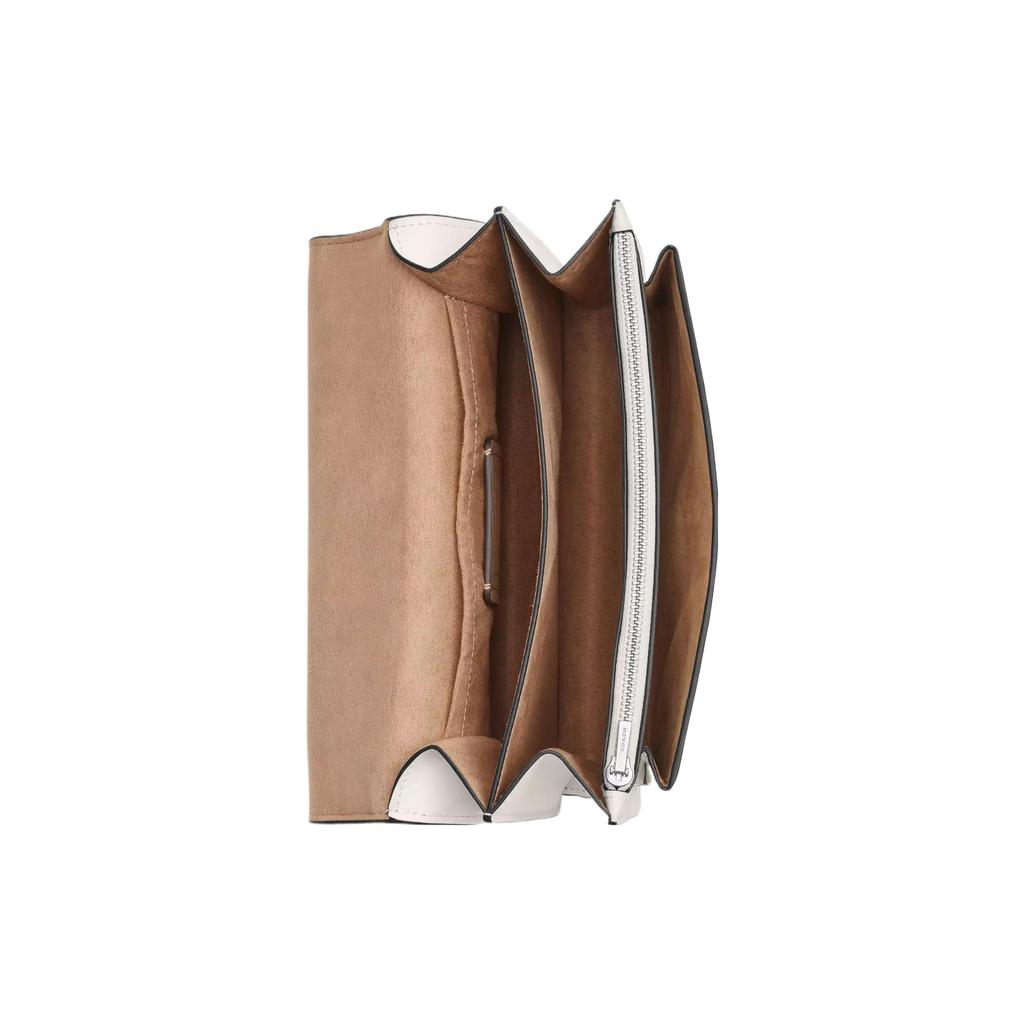 Coach Klare 21 Classic Monogram Flap Letter Logo Canvas And Leather Shoulder Crossbody Bag Small Women bags Glacier-White CP078-SVVS5